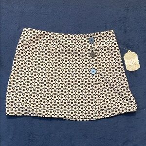 Altar'd State Black and Cream Floral Mini Skirt